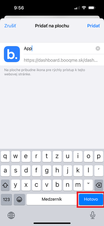iPhone - potvrdiť pridanie na plochu