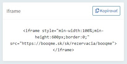 Iframe s rezervačných formulárom